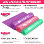 Resistance Bands for Working Out, Exercise Bands for Physical Therapy, Stretch, Recovery, Pilates, Rehab, Strength Training and Yoga Starter Set