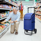 KEDSUM 2 in 1 Shopping Carts for Groceries, 330 lbs Grocery Cart on Wheels, Foldable Utility Carts with Wheels, Load-Bearing Hand Truck with Waterproof Bag for Shopping, Camping, Laundry, Garden, Blue