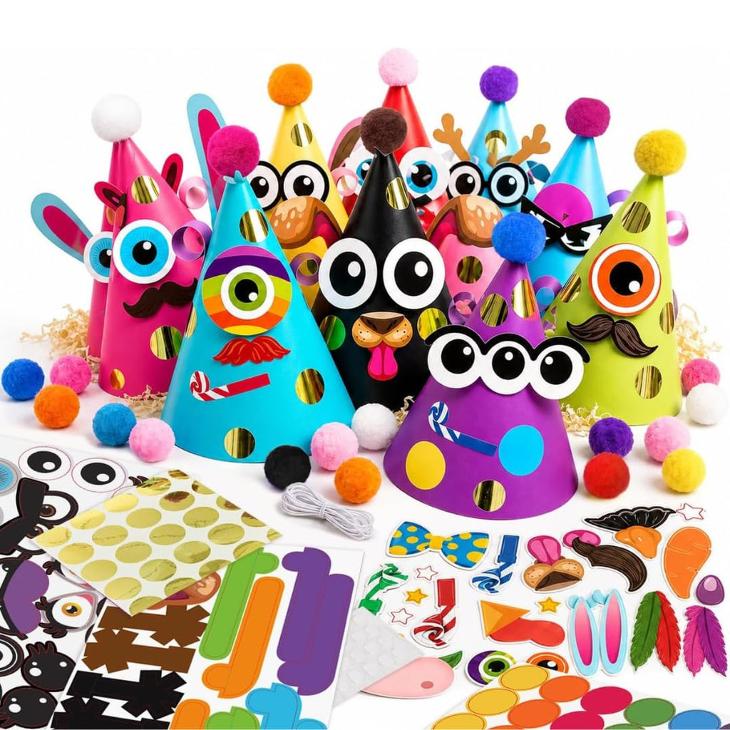 Glittery Garden Party Hats for Kids Art & Craft. Fun Birthday Activity Kit with Stickers. Animal Theme Party Favor, Game Supplies. Christmas, Thanksgiving, Easter Decoration