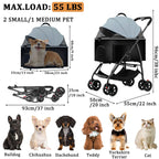 3 in 1 Dog Strollers 4 Wheels Folding Pet Stroller with Detachable Carrier Multifunction Portable Dogs Travel Carriers for Medium Small Puppy Kittens