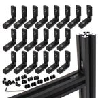 BLCCLOY 20Pcs 2020 Aluminum Extrusion Black Corner Bracket T Slot Inside L Shape Joint Angle Hardware Connector with Screws for 20 Series 20/20 2040 V Slot Extruded Aluminum Profile