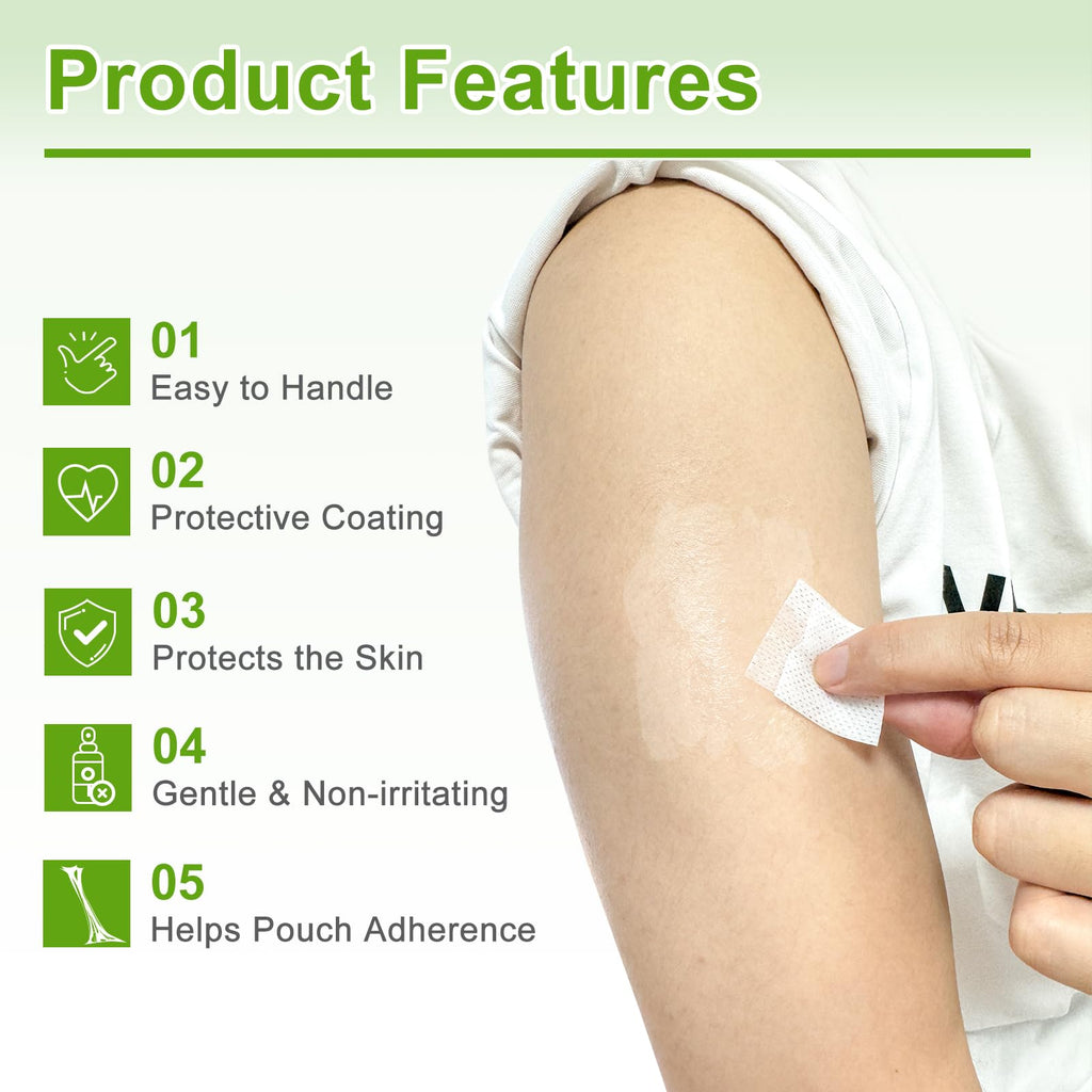 Carbou Skin Barrier Wipes - 100Pcs Skin Prep Wipes - Skin Adhesive Wipes to Create the Barrier Film Between Skin and Attachments, Ostomy Protective Wipes to Increase the Adhesive