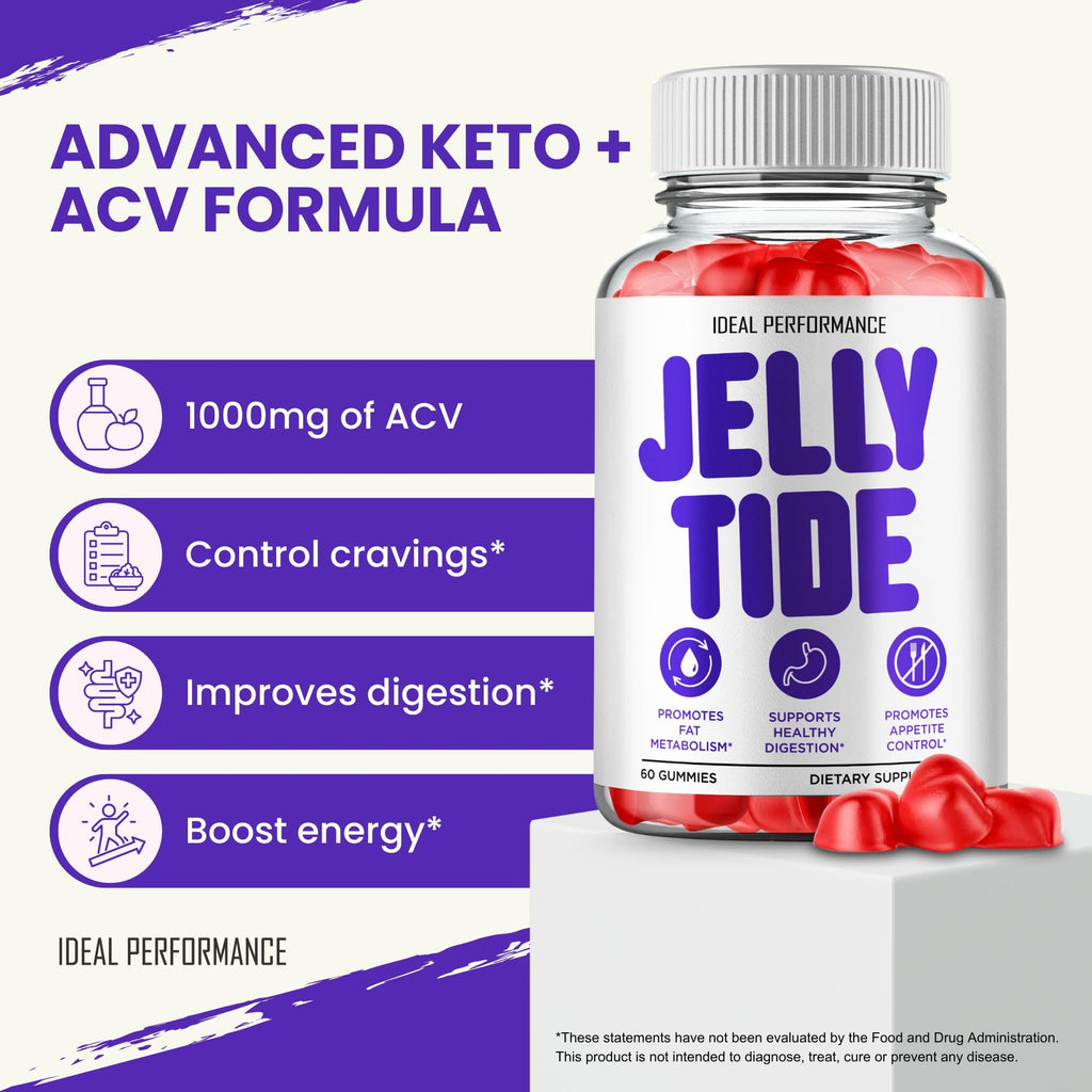 Jelly Tide Gummies Keto ACV, Jellytide ACV Supplement Gummies - Maximum Strength, Jelly Tide Keto+ ACV Gummys, All Natural Support Formula Keto+ACV Advanced Formula, Jellytide Reviews (2 Pack)