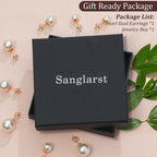 Sanglarst 4 Pairs Pearl Stud Earrings Sterling Silver Earring Flat Round