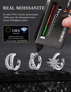 Mossanite 925Sterling Silver Earring Clip on Earrings Women(18K White Gold)