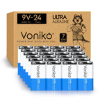 Voniko 24-Pack 9V Batteries, Long-Lasting 9 Volt Battery for Smoke Detector, Fire Alarm and Household Devices, Leakproof, 7-Year Shelf Life