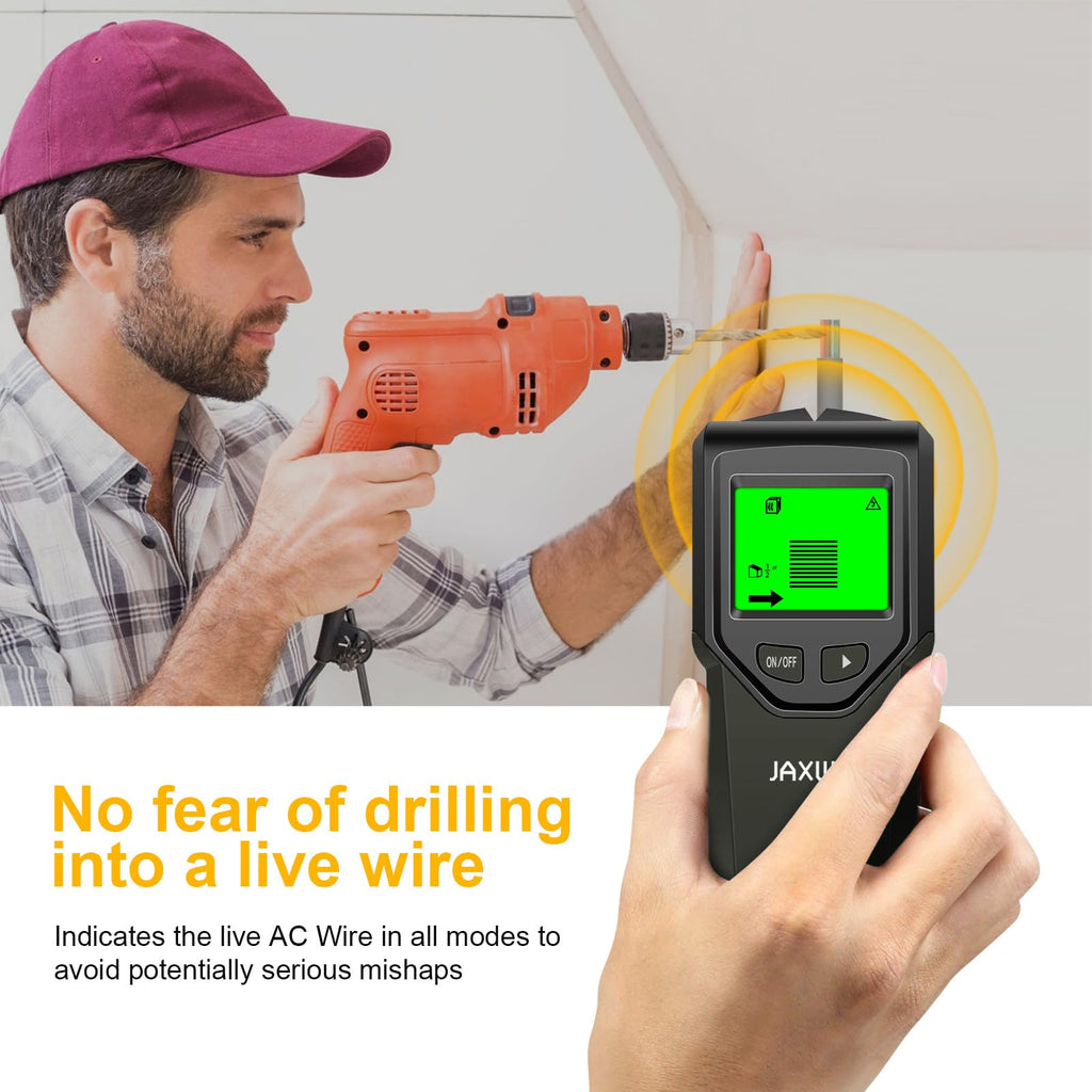 Stud Finder Wall Scanner - 5 in 1 Stud Finder Tool w/Smart Chip and HD LCD Display, Stud Detector Beam Finders for the Center and Edge of Wood AC Wire Metal Studs Joist Pipe (‎Bark)