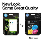 HP 68 Black/Tri-Color Ink Cartridges (2-Pack) | Works with Envy 6100e, 6500e Series | 6L6S2TN | Packaging May Vary