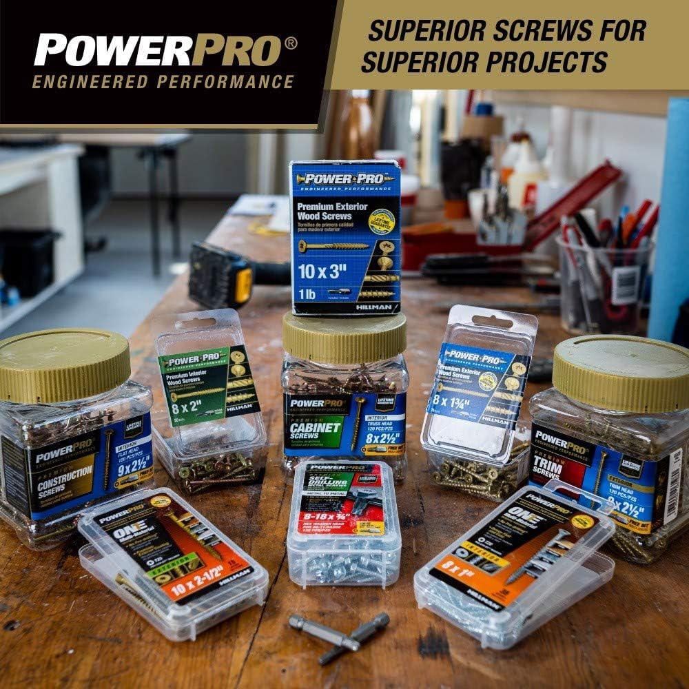 Power Pro Premium Exterior Wood Screws, #10 x 3-1/2" Inch All-Purpose Deck Screws for Outdoor Projects, T-25 Star Bit Included, Bronze, 1000 Pieces | 967781V4