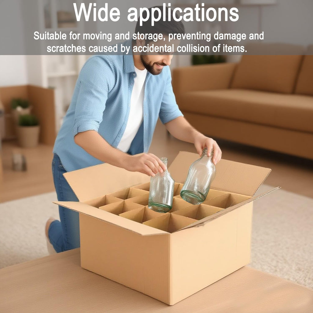 3-Pack Glassware Protection Set，Glassware Dish Packing Boxes Corrugated Dividers & 36 Foam Sleeves for 16x12x12 Moving Boxes (Box Not Included)