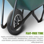 AR-PRO (2-Pack) 10'' x 2'' Flat Free Solid Rubber Tire and Wheel, 3/4" & 5/8" & 1/2" Axles Bore Hole with 2.23" Offset Hub, Replacement 10 Inche Wheel for Dolly Hand Trucks and Wheelbarrows