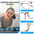 HOFANNO Blue Light Blocking Glasses Computer Glasses Women men,Light TR90 Stylish Round Anti Blue Light Eyeglasses with Anti Eyestrain