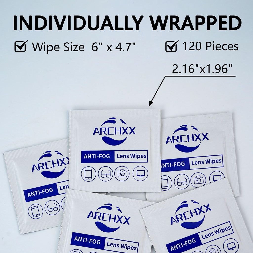 ARCHXX Anti Fog Wipes for Glasses, 240 Count,Pre-Moistened Cleaning Wipes, Lens Cleaner Wipe for Eyeglasses,Sunglasses,Goggles,Screen,Phone,Individually Wrapped Eye Glasses Cleaner