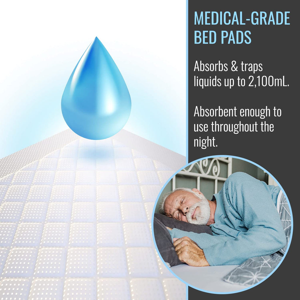 DMI Extra Large 36" x 36", 50 Count, Ultra Protective Incontinence Bed Pads for Women and Men, Elderly, Kids Bed Wetting, Absorbent Chucks, Furniture Protection, FSA/HSA