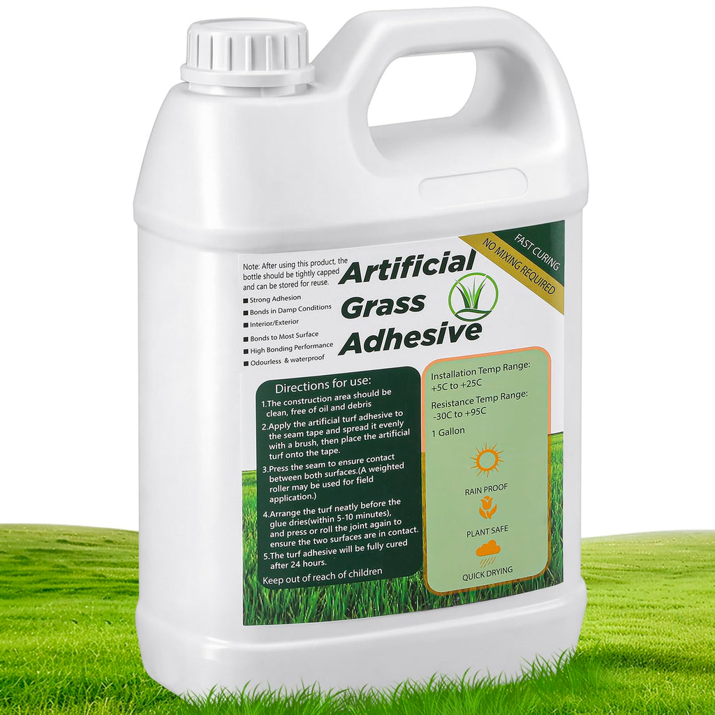 Threlaco 1 Gallon Turf Glue for Artificial Grass Artificial Turf Glue Tape Grass Paint Concentrate Carpet Green Adhesive for Synthetic Surfaces