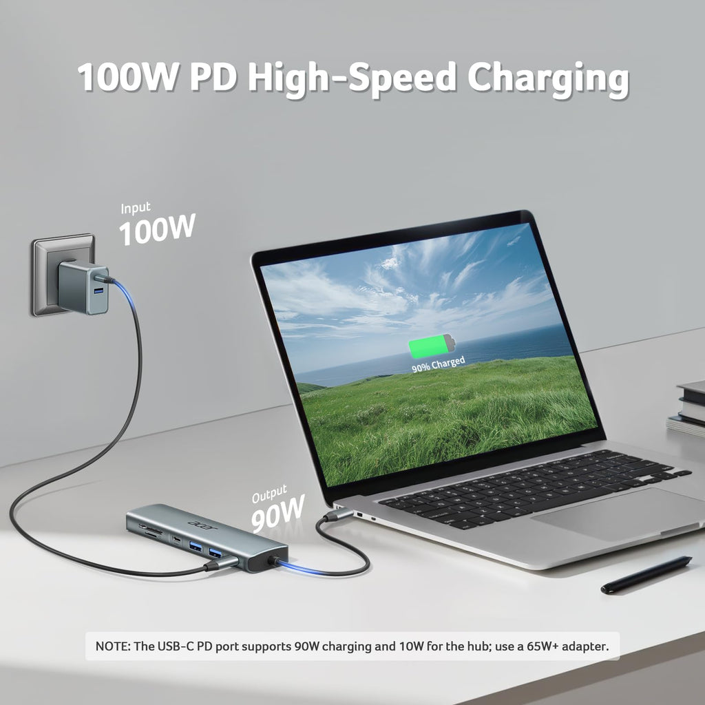 Acer USB C Hub, 7 in 1 Multi-Port Adapter for Laptop/Mac Type C Devices