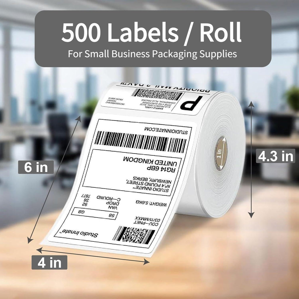 1000 4x6 Thermal Labels 500/Roll, HUOJI 4x6 Thermal Shipping Labels Roll Compatible with Rollo, Zebra, MUNBYN Printers, Commercial Grade