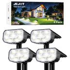 JEJOT Solar Spot Lights Outdoor Waterproof IP65,4 Pack,Cool Light,2 Lighting Modes Selectable, Solar Powered Yard Garden Solar Spot Lights for Outside Landscape Auto On/Off