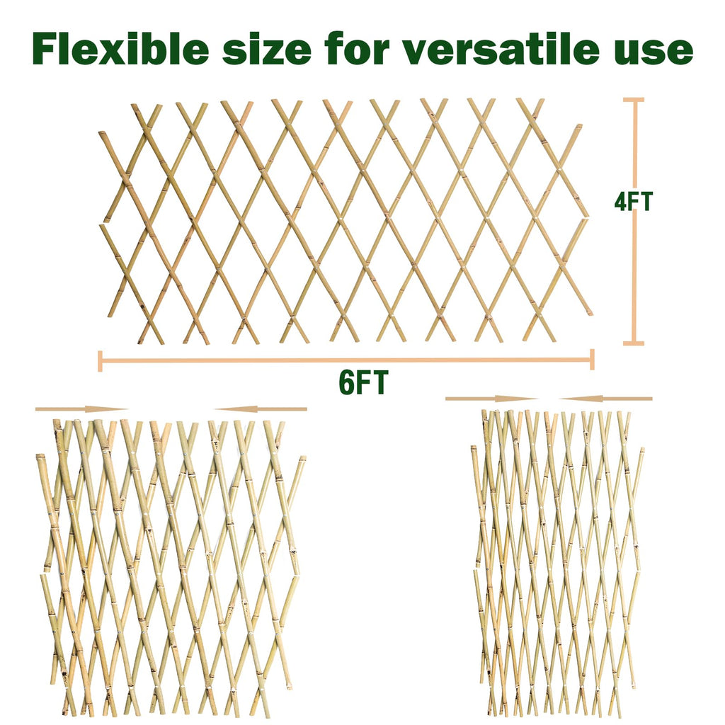 Jollybower 48x72 Inch Expandable Bamboo Trellis, Garden Lattice Fence, Expandable Fence for Climbing Plants, Vines & Ivy,Pet & Dog Barrier（Pack of 1）