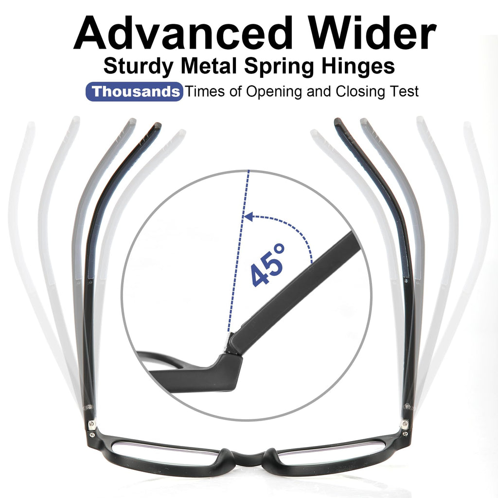 Missfive Versatile Progressive Multifocus Reading Glasses Men, Advanced Wider Spring Hinges Multifocal Computer Readers with Anti-Slip Soft Rubber Tips, No-Line Anti-Blue Light for Near Range +2.50