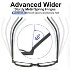 Missfive Versatile Progressive Multifocus Reading Glasses Men, Advanced Wider Spring Hinges Multifocal Computer Readers with Anti-Slip Soft Rubber Tips, No-Line Anti-Blue Light for Near Range +2.50