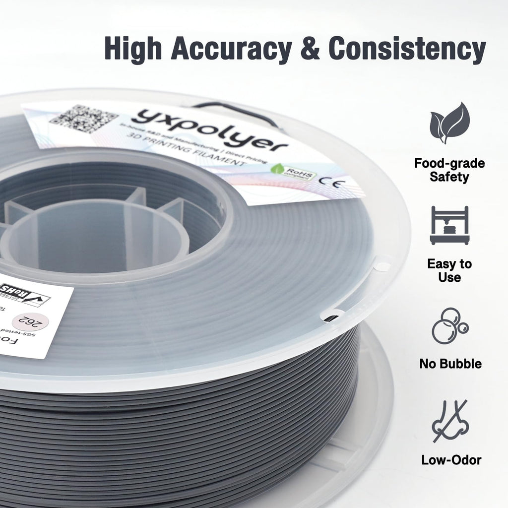 YXPOLYER PLA Plus Filament Food Contact Safe 1kg 1.75mm Graphite Gray