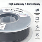 YXPOLYER PLA Plus Filament Food Contact Safe 1kg 1.75mm Graphite Gray