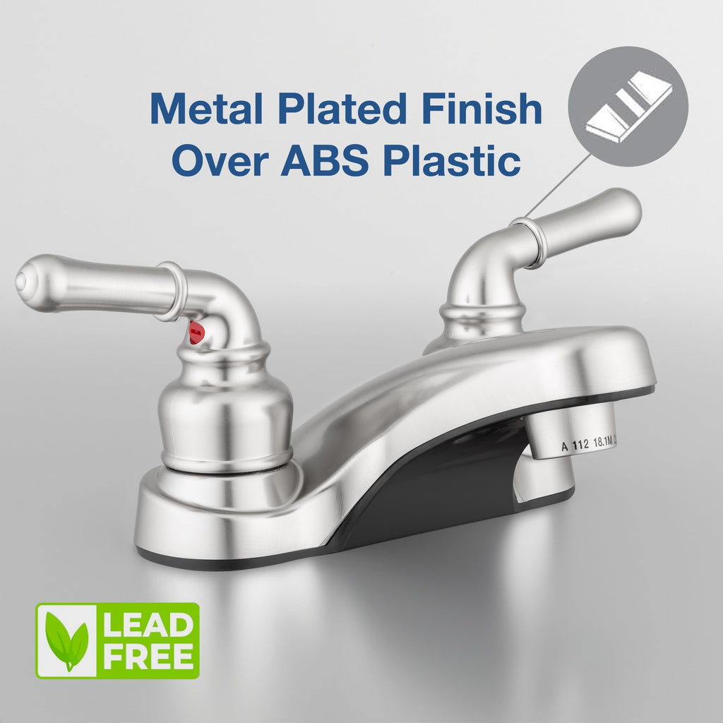 Pacific Bay Lynden Bathroom Sink Faucet - Metallic Plating Over Lightweight ABS Plastic (Brushed Satin Nickel) - 2 Pack