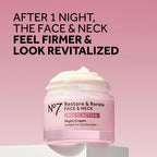 No7 Restore & Renew Multi Action Face & Neck Night Cream - Collagen Peptide Anti Aging Face Cream - Hydrating Hyaluronic Acid + Skin Firming Fragrance Free (50ml)