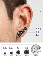 MomentWish Black Stud Earrings for Men 1Carat D Color VVS1 Moissanite Earrings for Men Black Diamond Earring 925 Sterling Silver Mens Jewelry