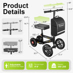 BlessReach Deluxe Medical Scooter Double Handbrake, All Terrain Steerable Knee Scooter Crutch Alternative, for Adults Injured Ankle & Foot Recovery in Blacks