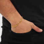 AHSIWC 14K Gold Bracelets for Women & Men Trendy Dainty 7mm Figaro Bracelet for Men Hypoallergenic Gold Chain Bracelet for Women Jewelry Gifts