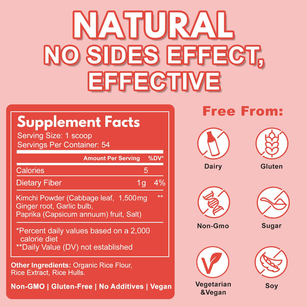 Kimchi Supplement, Kimchi Capsules Alternative (Powder Form), Probiotics & Enzymes Supports Gut & Digestive, Taste Well, One Fermented Superfood for Antioxidant Support, 170g