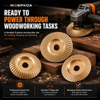 Tungsten Carbide Cutting Wheel, Angle Grinder Polishing Pad, 3PCS Heavy-Duty Wood Carving Disc Set for 4" & 4-1/2" Grinders, Woodworking Attachment for Cutting, Shaping, Sanding(3*Flat Surface)