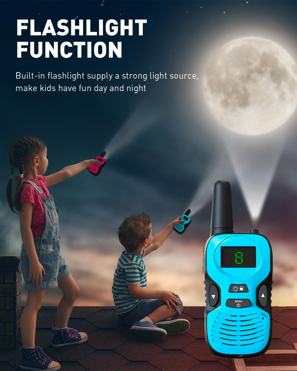 Walkie Talkies for Kids Long Range: 4 Pack 4-Color Replaceable Back Shell