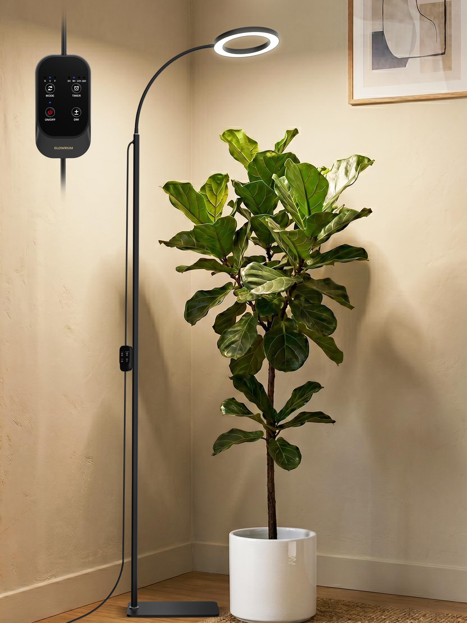 24W Grow Lights for Indoor Plants, Full Spectrum LED Plant Light With Stand