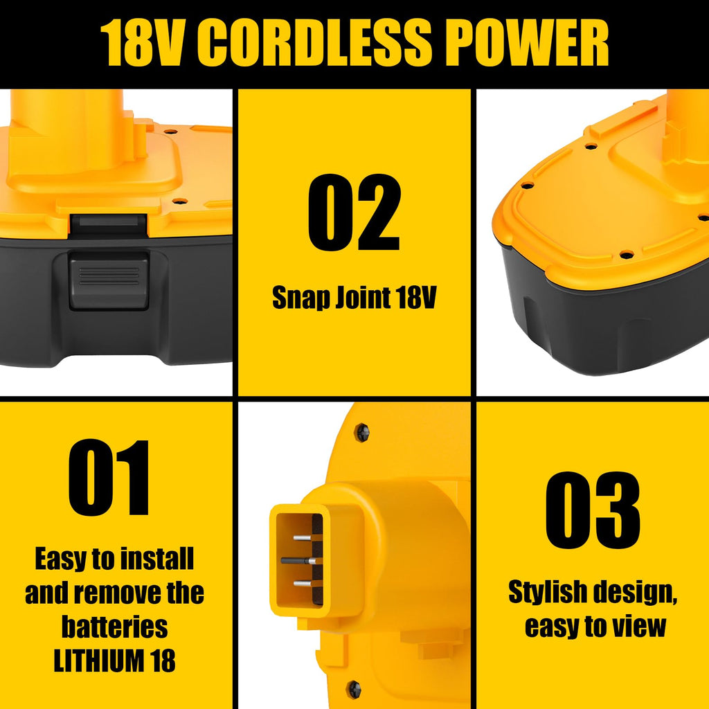 4 Packs 4500mAh 18V DC9096 DC9098 Replacement for Dewalt 18V Battery, Compatible with Dewalt 18 Volt battery DC9099 DW9095 DW9099 DE9038 DE9039 DE9095 DW9095 DW9096 DW9098 DE9503 DC9182 (Yellow)