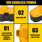 4 Packs 4500mAh 18V DC9096 DC9098 Replacement for Dewalt 18V Battery, Compatible with Dewalt 18 Volt battery DC9099 DW9095 DW9099 DE9038 DE9039 DE9095 DW9095 DW9096 DW9098 DE9503 DC9182 (Yellow)