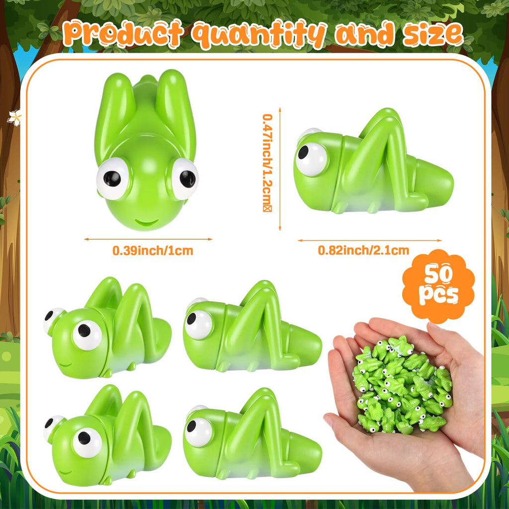 Geelin 50 Pcs Mini Resin Grasshopper Figures, Realistic Bug Ornaments