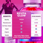(2 Pack) RevitaGlow Gummies, Official Revita Glow Gummys with Apple Cider Vinegar, Advanced Skin Health Support Supplement with Premium Beauty Vitamins, Revitaglow Women's Health (120 Gummies)