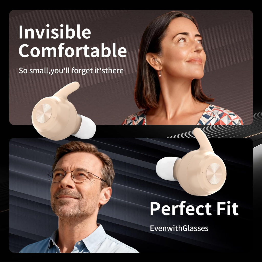 OTC Hearing Aids for Seniors & Adults - Rechargeable, 25+ Hour Battery Life, Advanced Noise Cancellation, 5-Level Volume & Memory, Clear Sound, Comfort-Fit