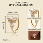 18K Gold Bee Earrings for Women, Hypoallergenic Stud with Cubic Zirconia, Hoop Earrings for Women, Gold/Silver Colors