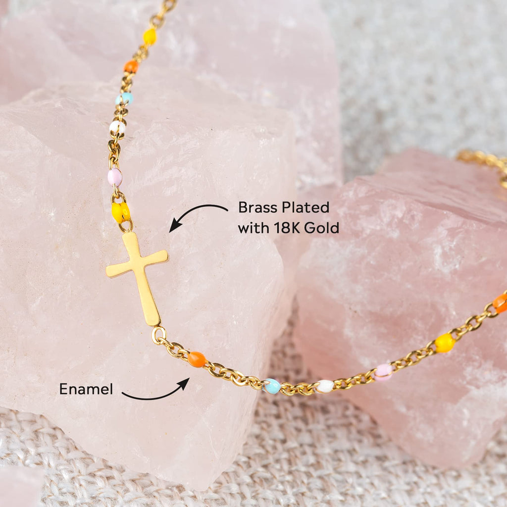 STORYJEWELLERY Friendship Bracelets, Friend Gifts for Women, Bestie Bracelets, Friend Birthday Gifts for Women, BFF Gift, Friendship Jewelry, Cross Bracelet