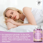 Magnesium Glycinate Gummies 400mg, w/Inositol 500mg for Women, Mineral & VIT B8 for Sleep, Stress & Muscle Relief, Metabolism Health, Sugar Free, No Melatonin, Gluten Free, Non GMO, Vegan, Pectin, 60