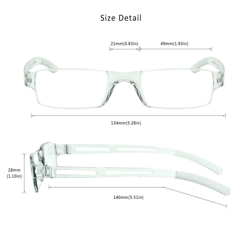 LifeArt Blue Light Blocking Reading Glasses, 2 or 4-Pack Men’s and Women’s Rectangular Frame, Anti-Reflective Lenses, +2.00Magnifaction