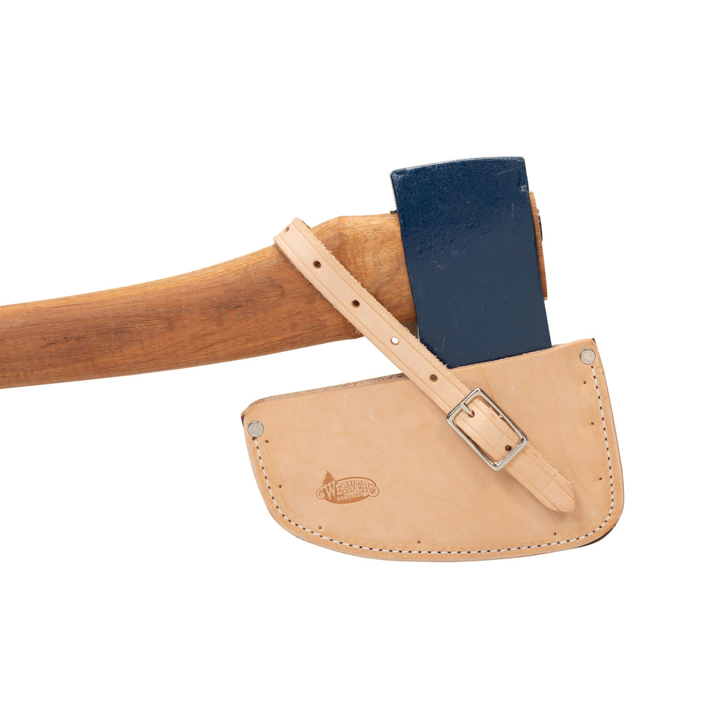 Weaver Arborist Axe Guard, One-Piece Top Grain Steer Hide Leather Hatchet Sheath with Adjustable Buckle Strap, Fits Edges up to 5-3/8 in, Tan