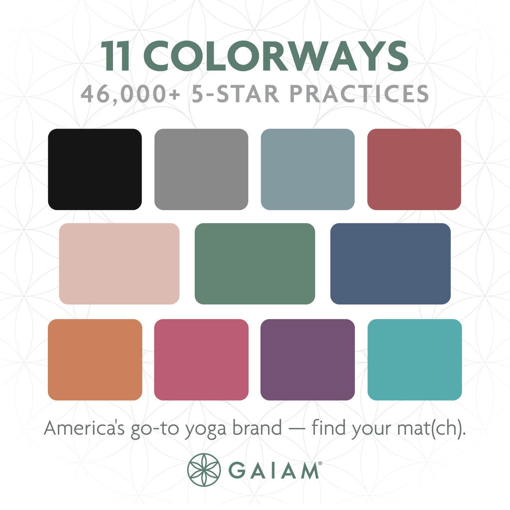 Gaiam Essentials Thick Yoga Mat with Easy-Cinch Strap (Black, 10mm)