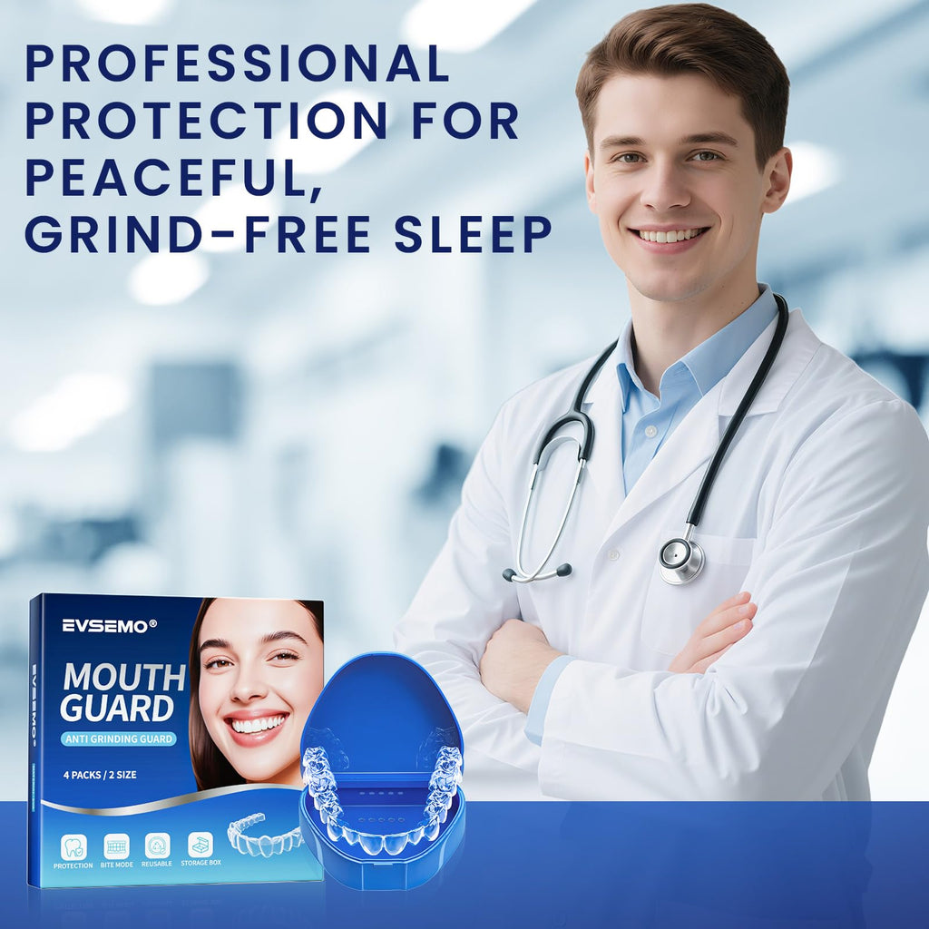 EVSEMO Anti Grinding Guard for Clenching Teeth at Night, Mouth Guard for Grinding Teeth at Night, Teeth Grinding Mouthguards for Sleeping, Comfortable Grinding Guard for Adults