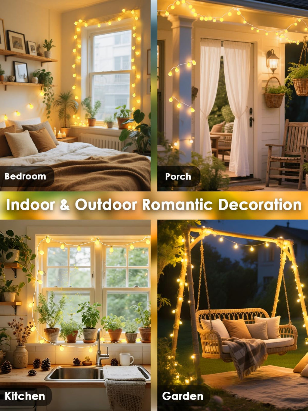Connectable 43FT 100LED Globe String Lights Indoor, Fairy Lights Plug in