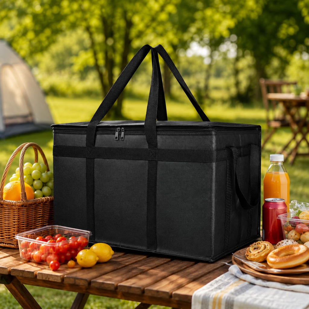 Bodaon Insulated Food Delivery Bag, XXXL Reusable Warming Bag, Black, 1Pk